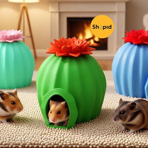 Cactus Pet Hide STL for 3D Printing | Small Pet House | Commercial License