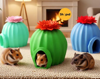 Cactus Pet Hide STL for 3D Printing | Small Pet House | Commercial License