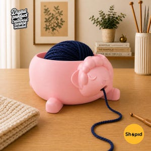Sheep Yarn Bowl STL, Support-Free 3D Printable Lamb Holder for Knitting, Crochet, Commercial License