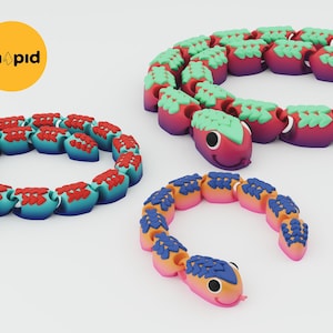 Heart Articulated Snake Toy – 3D Printable STL for Beginners Print-in-Place – Commercial License Physical Products Included