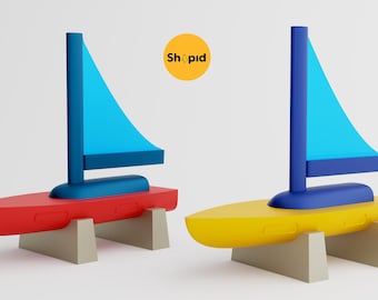 3D Printable Sailboat Toy STL: Easy-Print Interlocking Design
