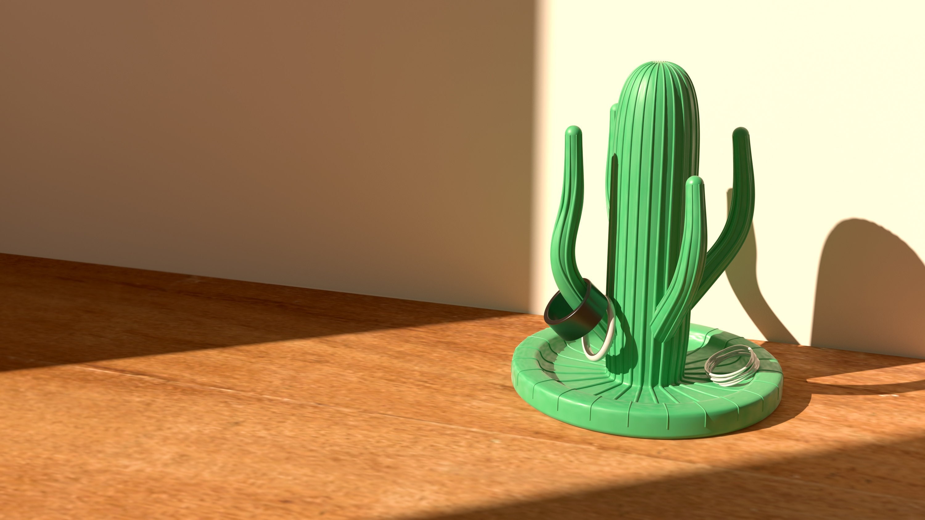 Cactus Plant Ring Stand Jewelry Holder 3D Printed Trinket Tray