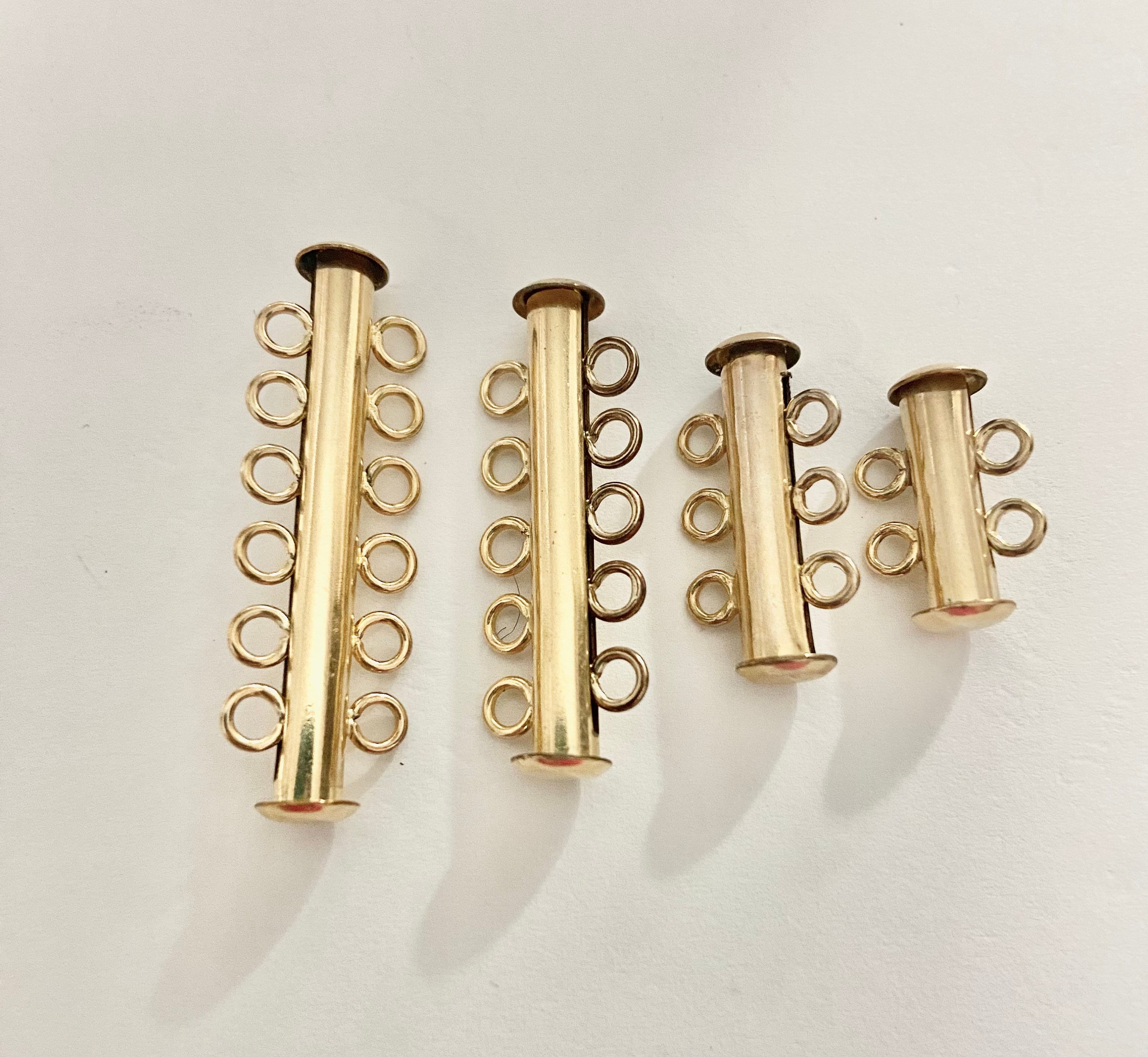 14k Gold Filled , Multi Strands Slide Lock Clasp Tube Connector Set for Necklace Bracelet