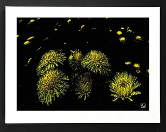 Paardebloem aquarel kunstprint, gele bloem woondecoratie (digitale download)