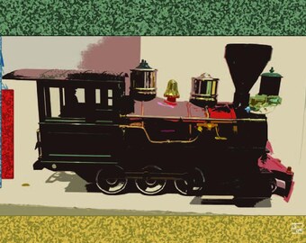 Locomotive Side View Art Print, Train Wall Decor (Digital Download), Home Decor, Printables, Wall Art, Gifts.