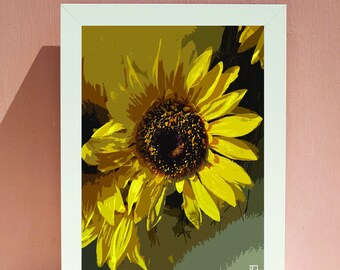 Artistic Sunflower Digital Print, Summer Decor (8.5x11 JPEG), Home Decor, Printables, Wall Art, Gifts.