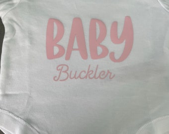 Personalised baby vest, baby announcement, pregnancy reveal, surname, baby shower gift, new baby gift, baby name vest, any text, keepsake