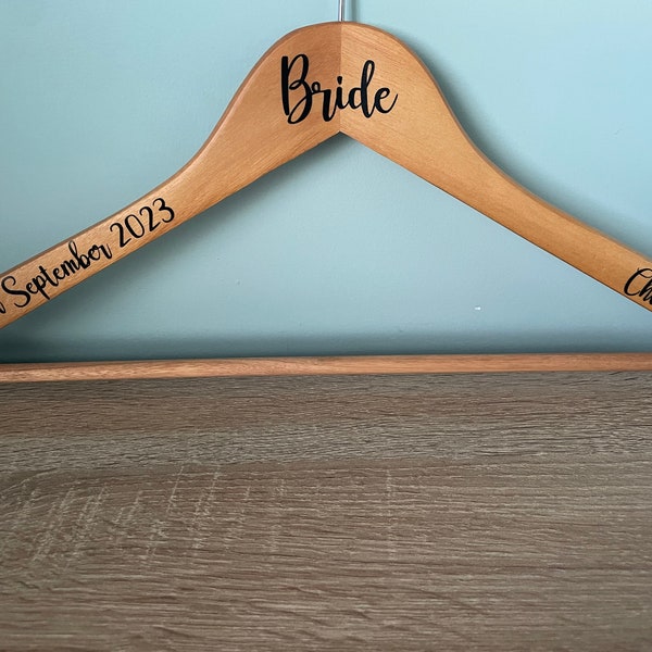Personalised wedding coat hanger, bridal dress hanger, maid of honour gift, bridesmaid gift, wedding gift, custom dress hanger, bridal party
