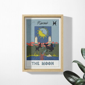 Vissen tarotoscoop Art Print, de vis, dierenriem, horoscoop, tarotkaart, de maan, verjaardagscadeau, astrologie, waterteken, sterrenbeelden