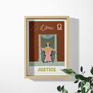 Waage Tarotskop Kunstdruck, Waage, Sternzeichen, Horoskop, Tarot Karte, Gerechtigkeit, Geburtstagsgeschenk, Astrologie,Luftzeichen, Sternbilder