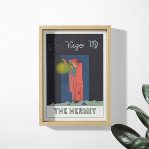Jungfrau, Tarotskop Art Print, die Jungfrau, Sternzeichen, Horoskop, Tarot-Karte, der Einsiedler, Geburtstagsgeschenk, Astrologie, Erdzeichen, Sternbilder