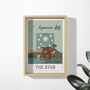 Impression d'art tarotscope Verseau, le porteur d'eau, zodiaque, horoscope, carte de tarot, l'étoile, cadeau d'anniversaire, astrologie, signe aérien, constellations