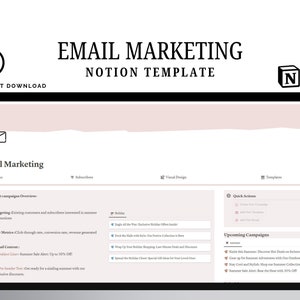 Notion Template Email Marketing, Ultimate Notion Email Marketing Calendar, Business Email Marketing Planner, Business Email Marketing Notion