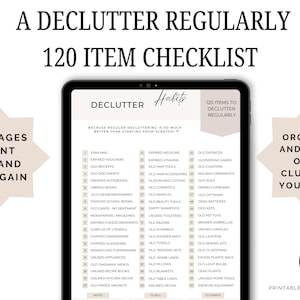 120 Items to Declutter Regularly Checklist | Declutter Worksheets | Declutter List | Declutter Checklists | Home Decluttering