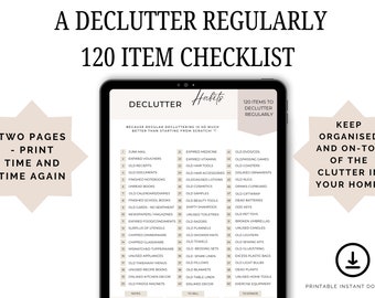 Checkliste für 120 Dinge, die regelmäßig zu entrümpeln sind | Entrümpeln Arbeitsblätter | Entrümpelungsliste | Checklisten zum Entrümpeln | Home Entrümpelung