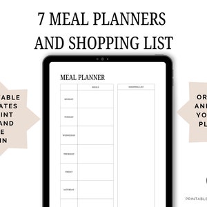 Simple Meal Planning Templates | Shopping List | Weekly Meal Planner | Meal Planner Printable | Grocery List | Weekly Menu Planner | Meals
