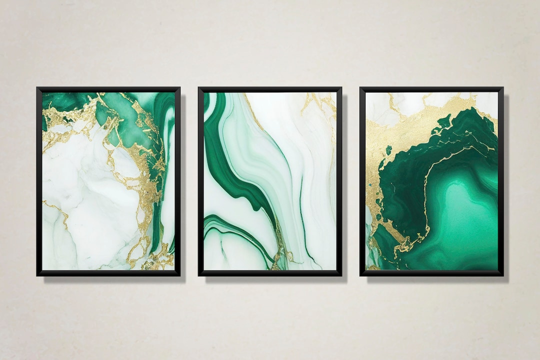 Printable Marble Wall Art Green Marble Wall Art for Living Etsy