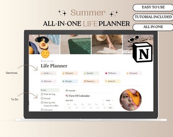 Notion Template Life Planner Tudo em um Notion Template Notion Dashboard Ultimate Notion Calendar TDAH Notion Planner Estética mínima