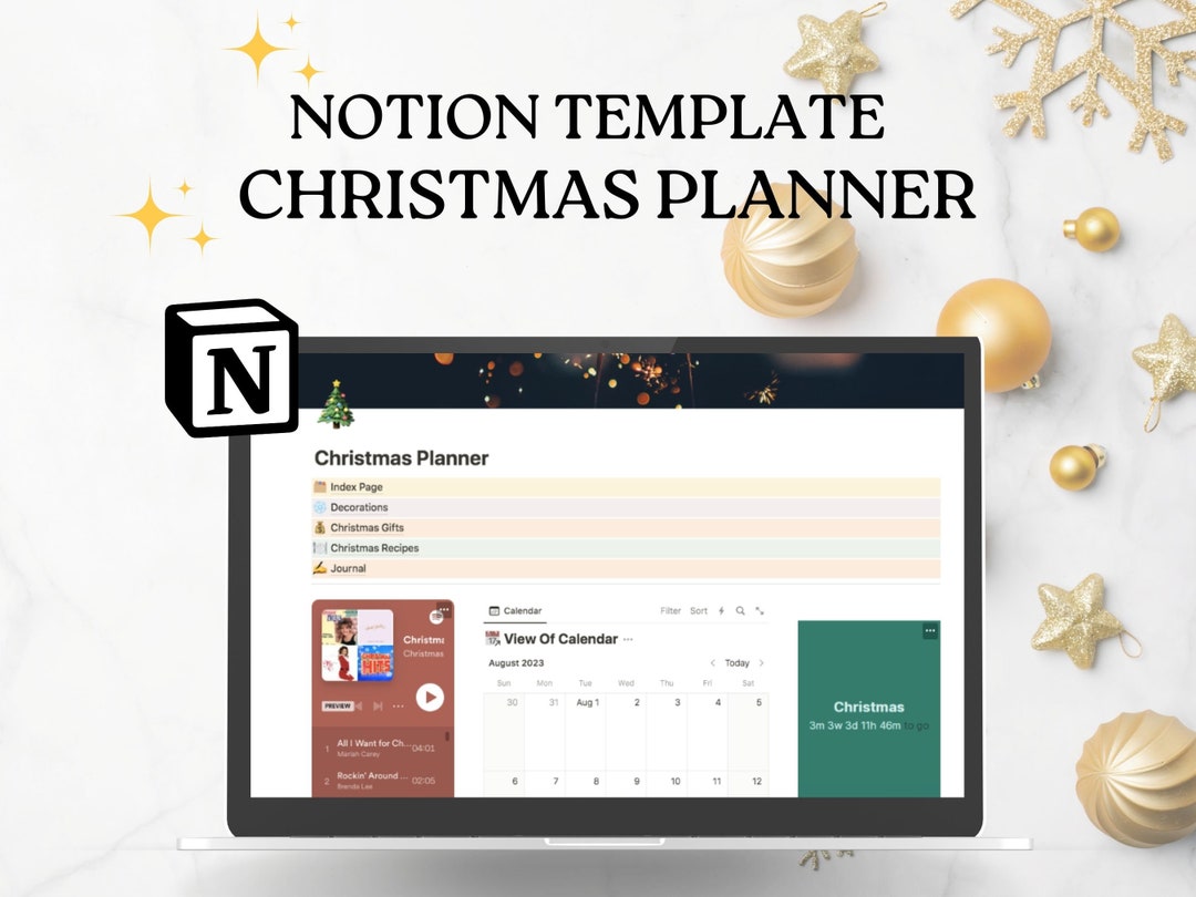 Notion Template Christmas Planner Holiday Planner, Christmas Calendar