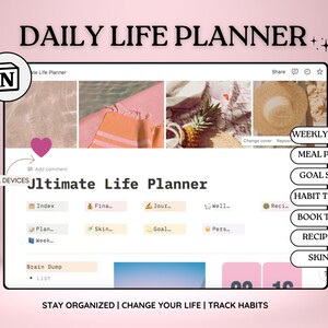 Notion Template Life Planner - Tudo em um Notion Template - Notion Dashboard - Digital Planner - TDAH Notion Planner Pink Aesthetic