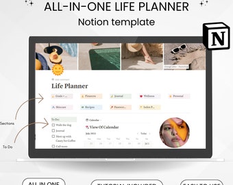 Notion Template Life Planner Tudo em um Notion Template Notion Dashboard Ultimate Notion Calendar TDAH Notion Planner Estética mínima