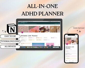 TDAH Notion Template Planner - Tudo em um Notion Template Notion Dashboard Ultimate Notion Calendar TDAH Notion Planner Pink Aesthetic