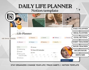 Planejador de noção, tudo em um modelo de noção painel de noção final calendário de noção de TDAH planejador de noção estética mínima