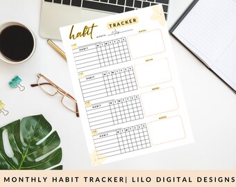 Rastreador de hábitos, rastreador de hábitos mensal para impressão, ano do rastreador de hábitos, rastreador de metas, rastreador de economia, rastreador de hábitos PDF, planejador de hábitos