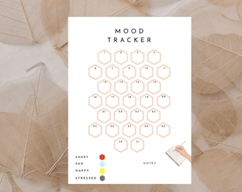 Diário de humor para impressão, rastreador diário, rastreador de hábitos e humor para impressão, A4 A5