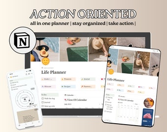 Notion Template Life Planner - Tudo em um Notion Template Notion Dashboard Ultimate Notion Calendar TDAH Notion Planner Estética mínima