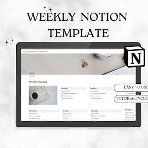 Notion weekly planner template - Notion Template,Notion Dashboard, Notion aesthetic, notion calendar, grocery list, Notion planner