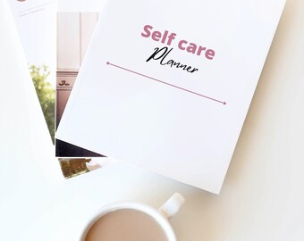 Planejador de autocuidado para impressão | rastreador de bem-estar - diário de autocuidado, jornada de cura, saúde mental, planejador rosa