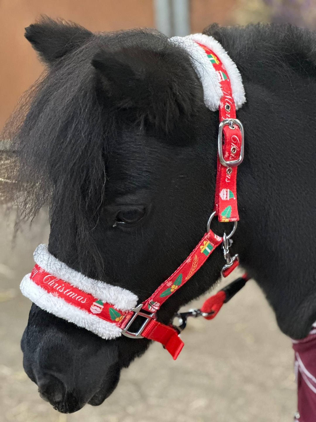 Horse Headcollar Lead Rope Set With Christmas Print Red Etsy UK