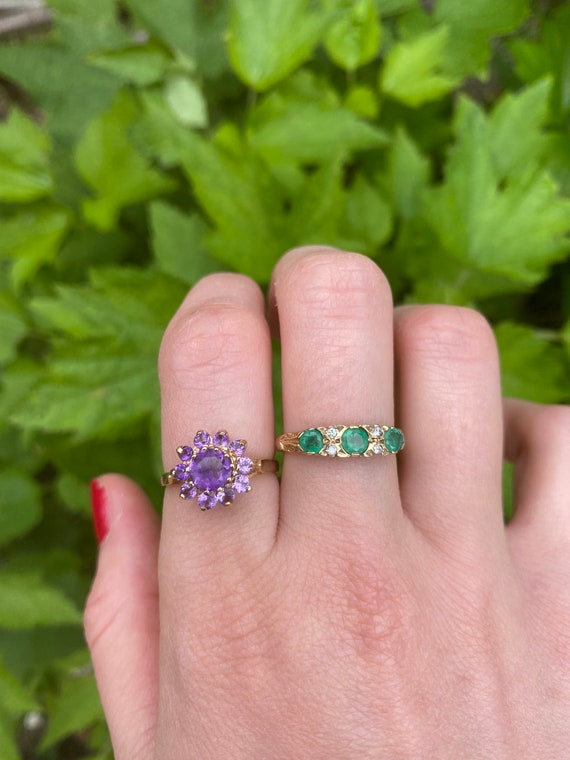 Amethyst flower ring in 9ct gold