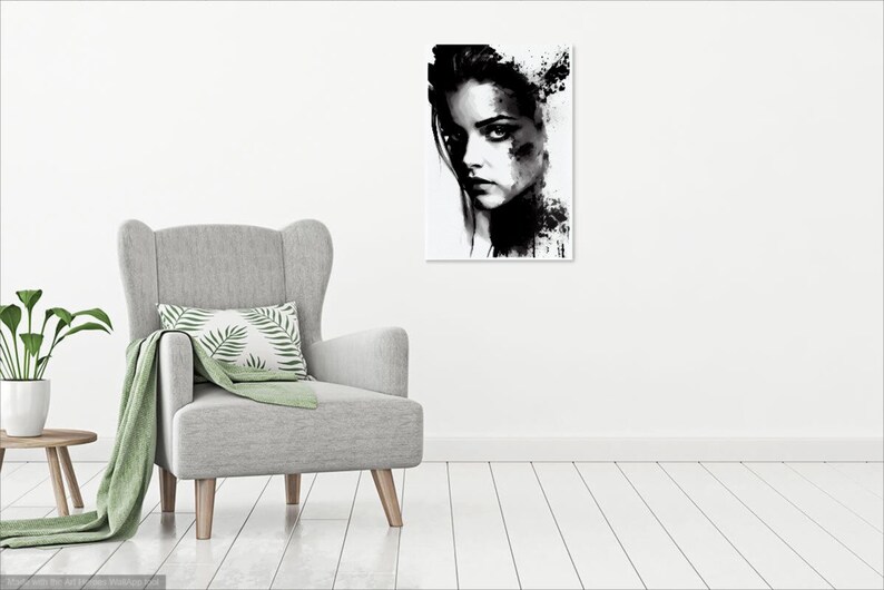 Abstract Art Girl Black and White Grayscale Digital Print Fantasy Anime ...