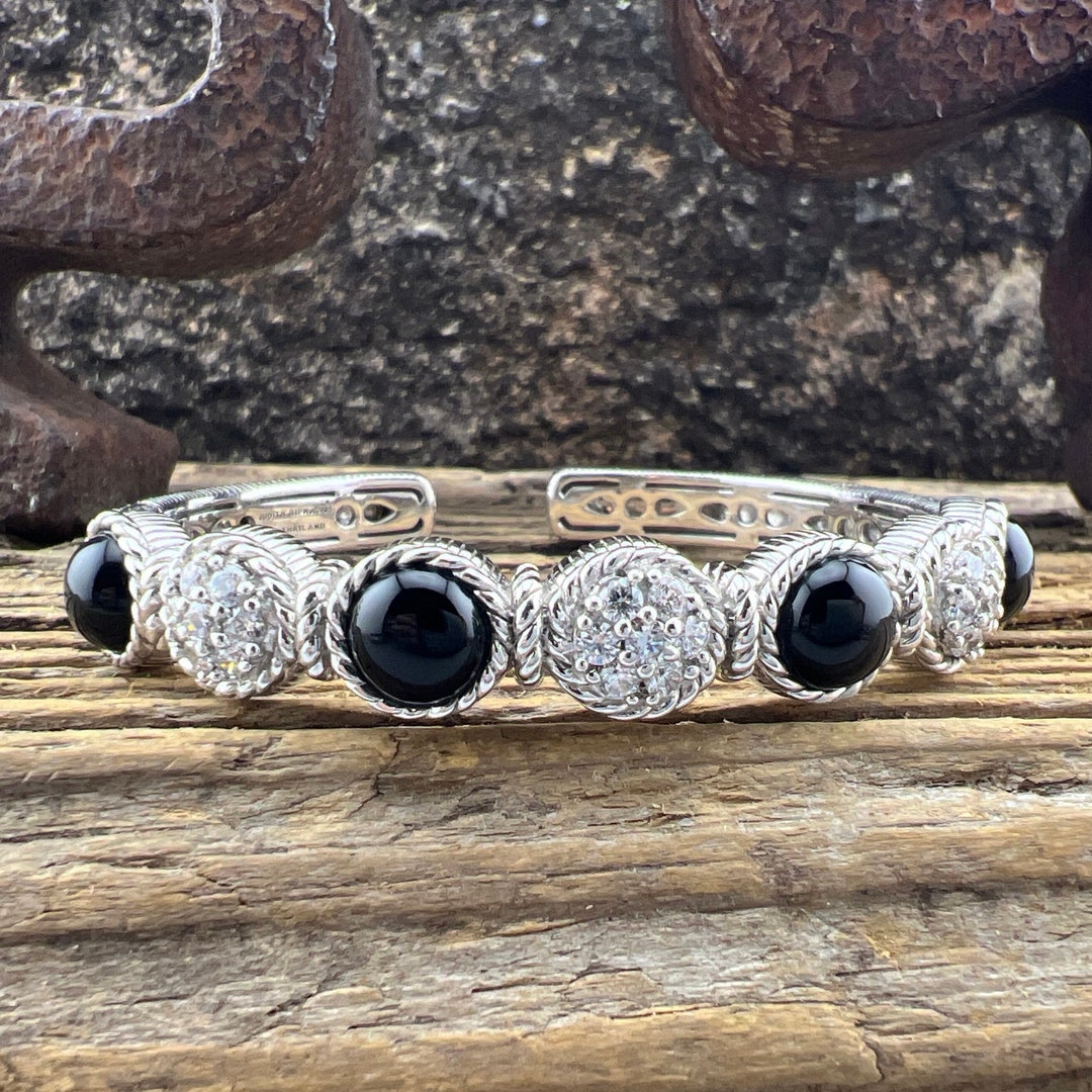 Vintage Judith Ripka Onyx & CZ Sterling Silver Cuff Bracelet - Etsy