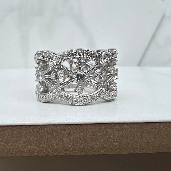 Estate VANNA K Cubic Zirconia Eternity Band in Sterling Silver