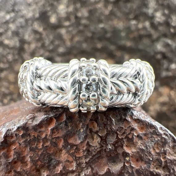 Bague Judith Ripka Citrine Coussin Rectangulaire - Argent 925 Et Zircon Cubique - Taille 7