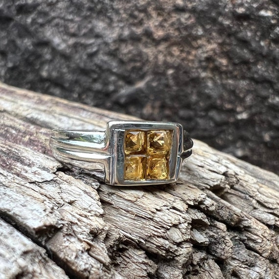 Vintage Estate Citrine 14k 585 White Gold Ring Etsy