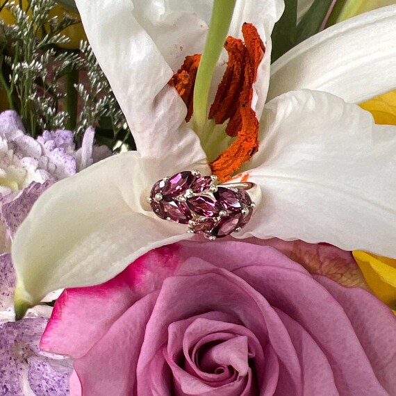 Vintage Rhodolite Garnet Sterling Silver Ring - image 4