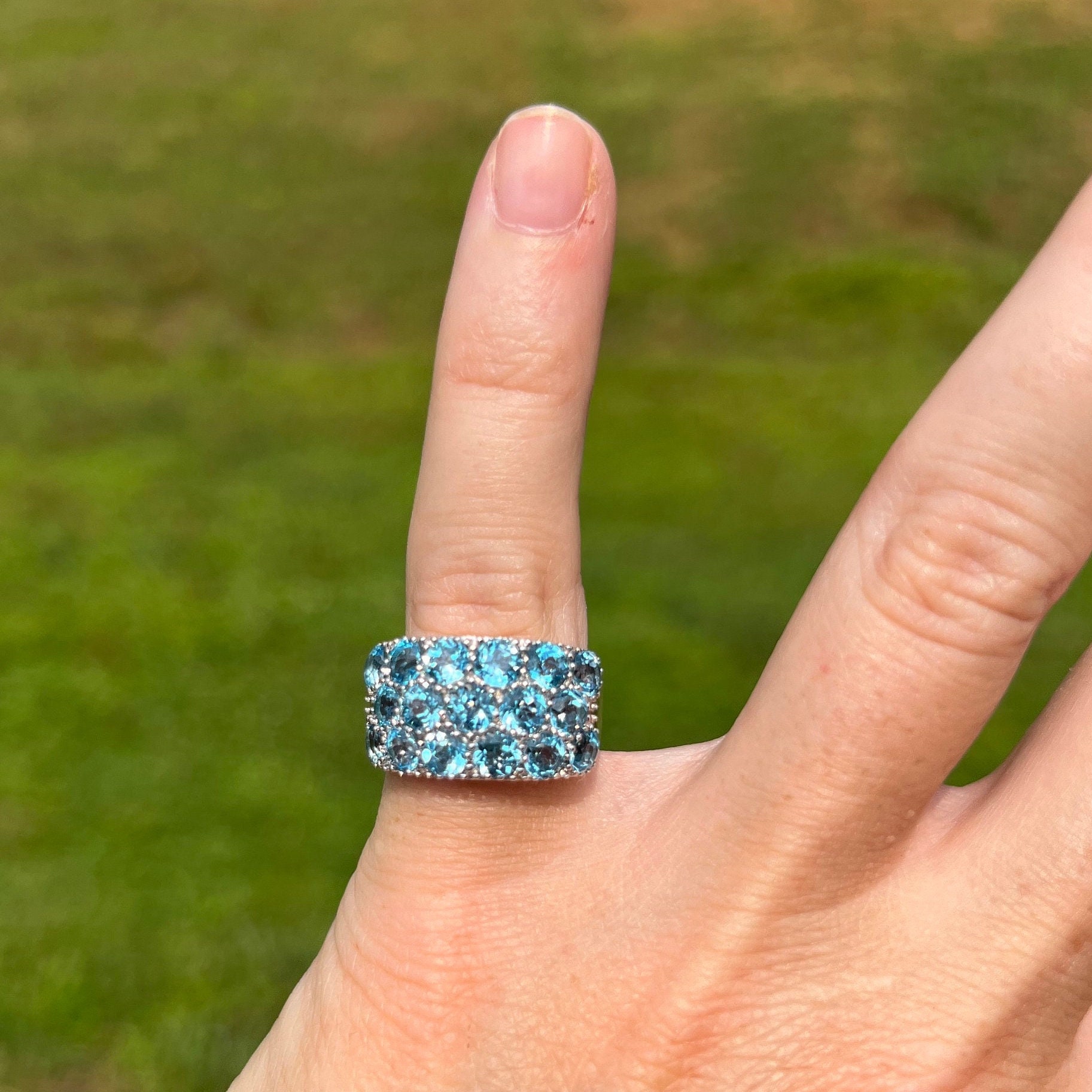 Vintage Estate Blue Topaz 925 Sterling Silver Cocktail Ring - Etsy