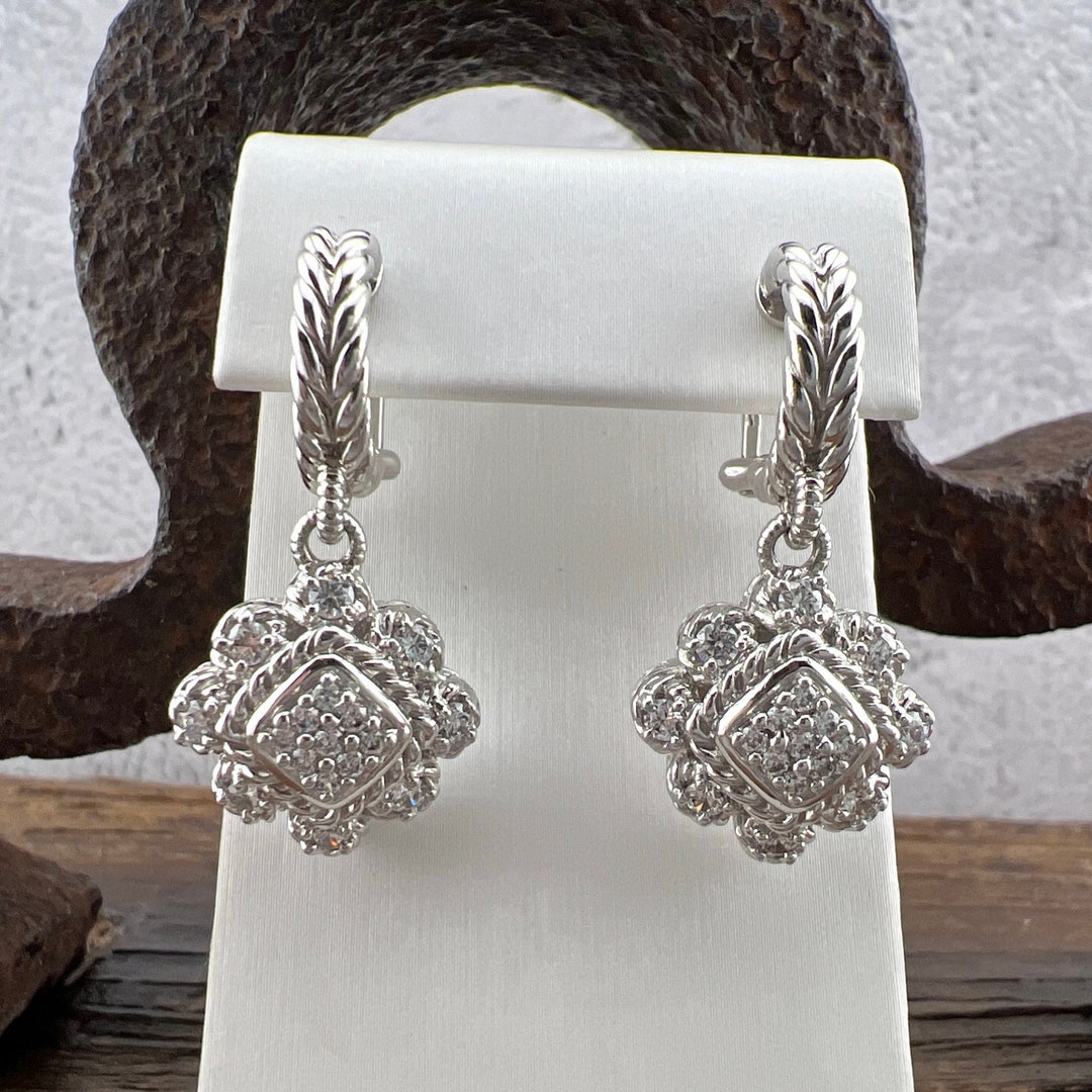 Judith Ripka Braided Rope, Cubic Zirconia, 925 Sterling Silver Earrings ...