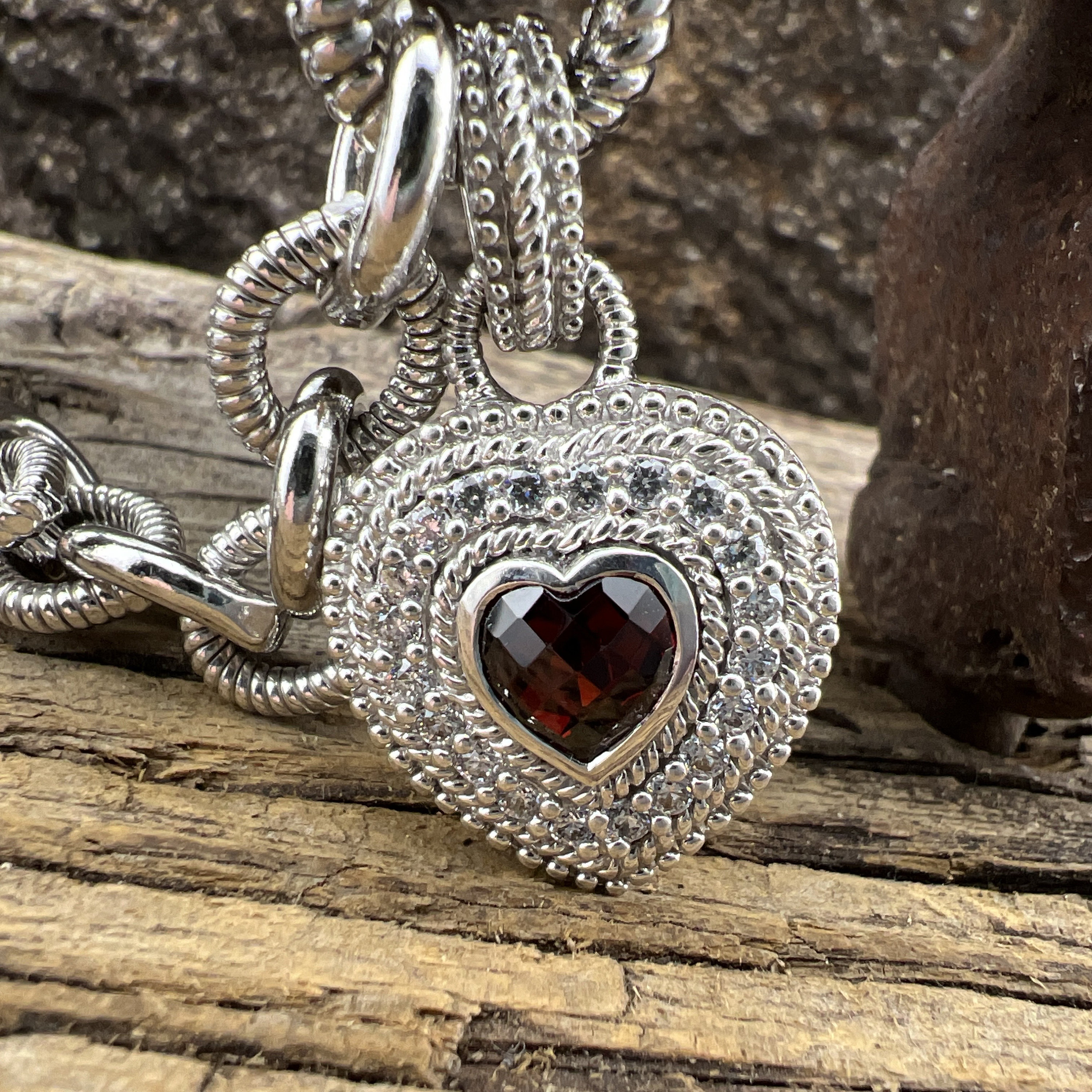 Estate Judith Ripka Purple Garnet Heart & Cubic Zirconia Estate Judith Ripka Purple Garnet Heart & Cubic Zirconia