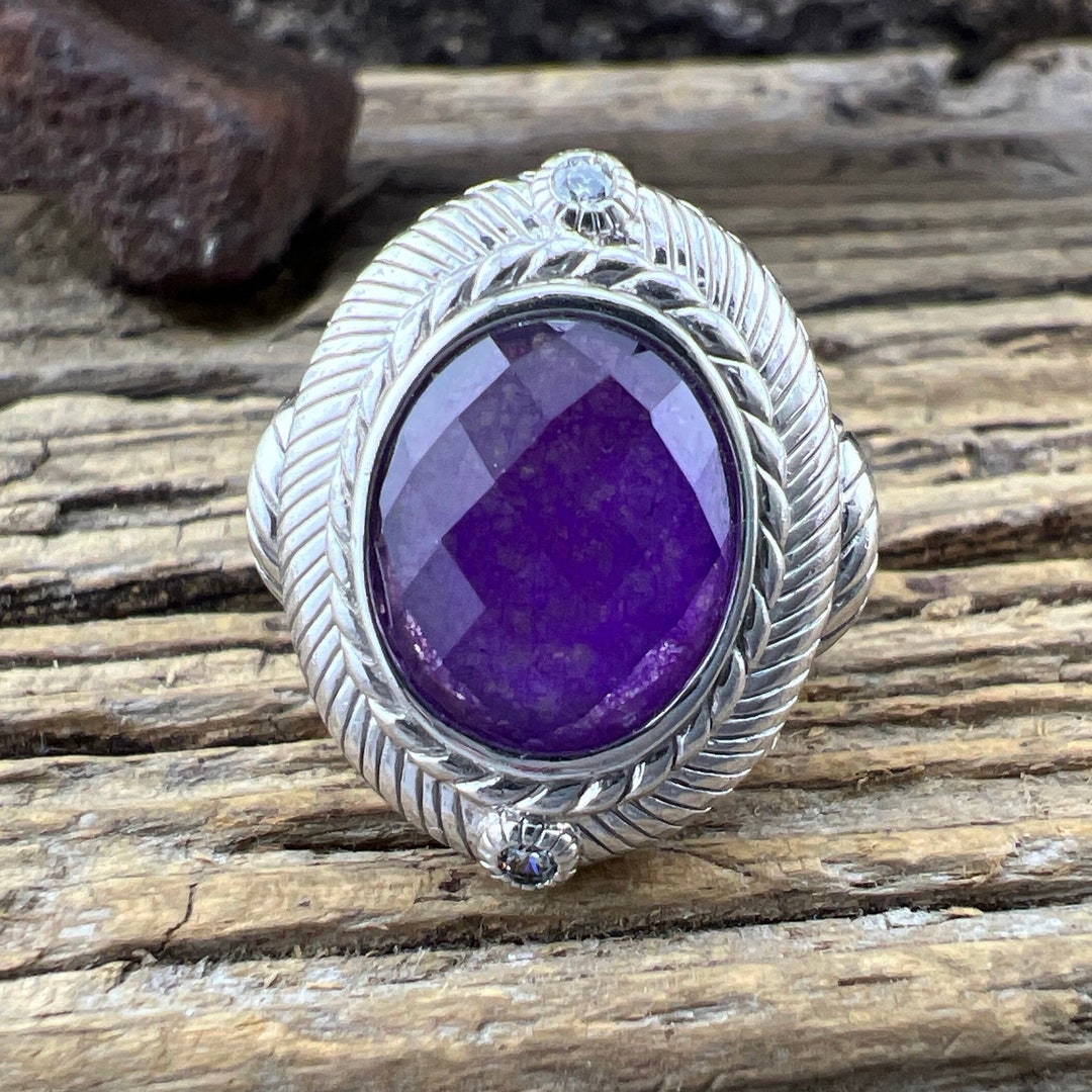 Vintage Natural Amethyst & Rhodolite Garnet Sterling Silver Ring - 925 Thailand