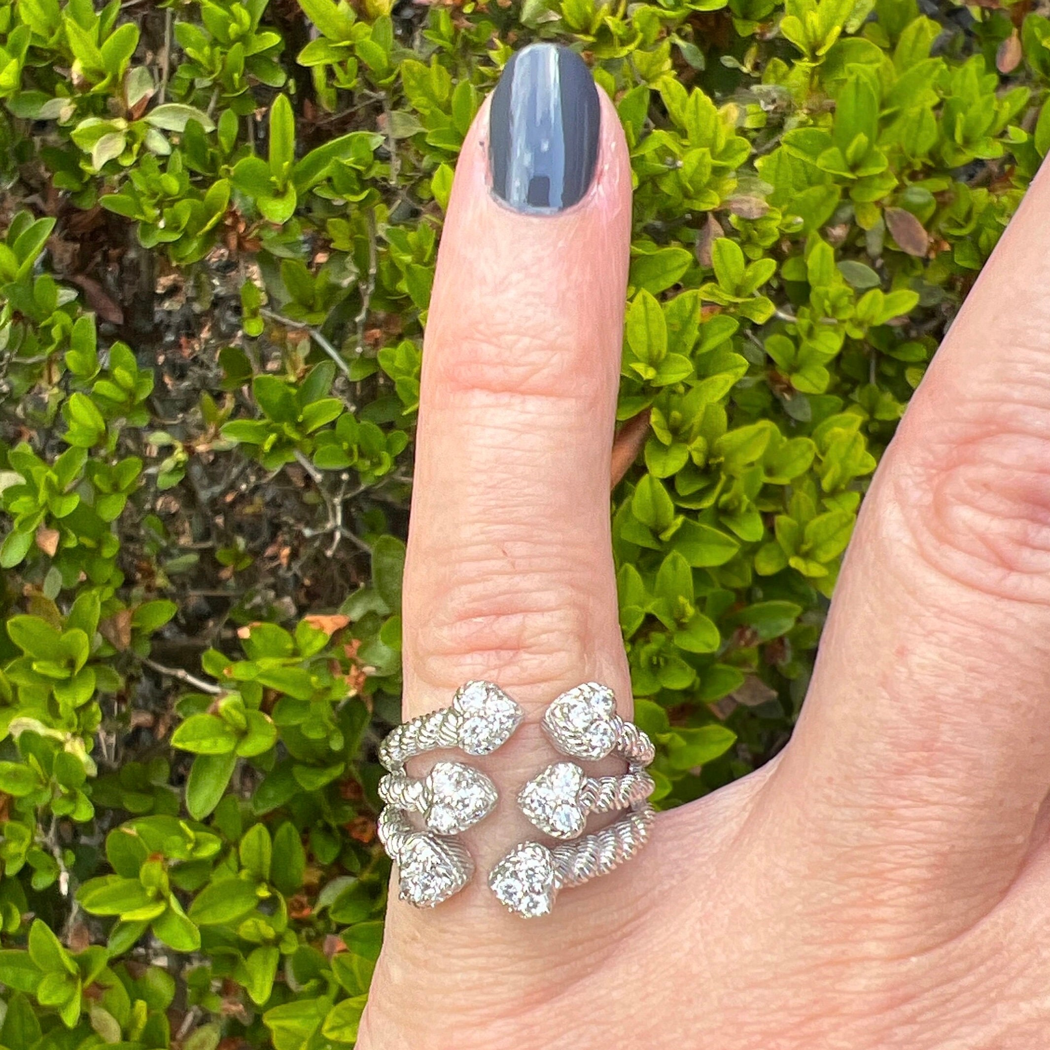 Vintage Judith Ripka Sterling Silver Cubic Zirconia Heart Ring