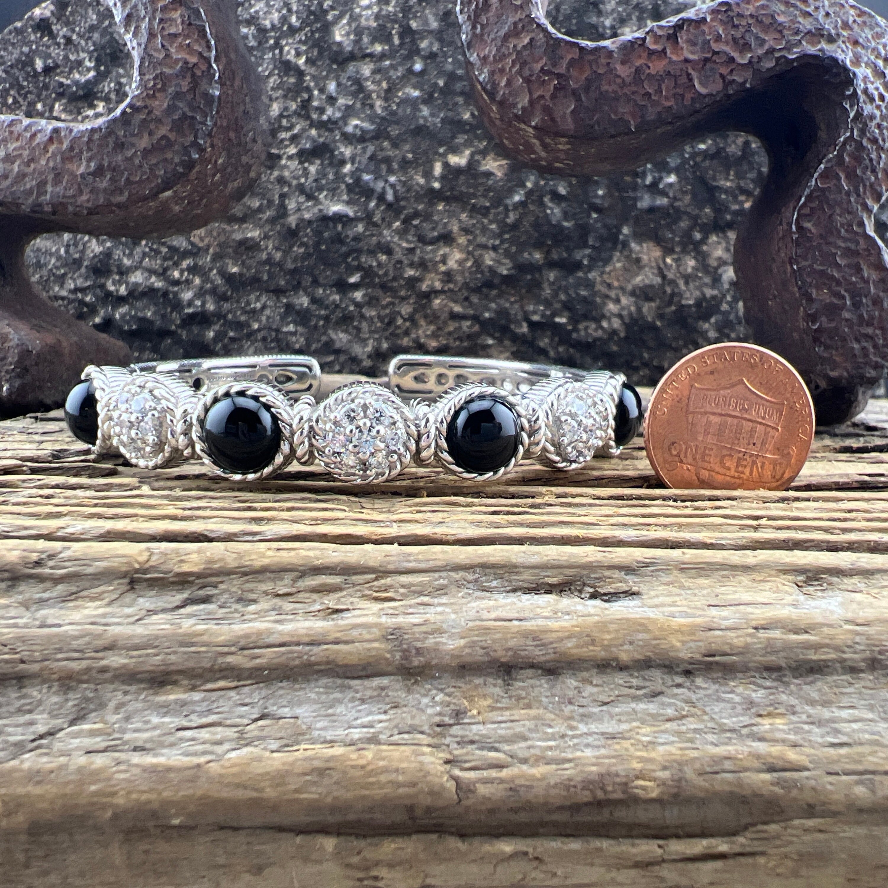 Vintage Estate Judith Ripka Onyx Cabochons and Cubic