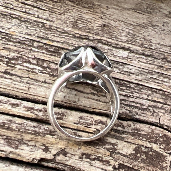 Vintage Estate Hematite 925 Sterling Silver Ring - image 3