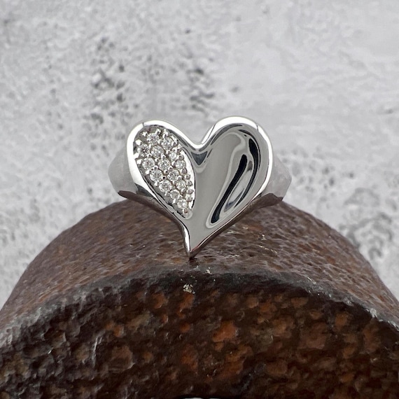 Judith Ripka Eros Heart Cubic Zirconia 925 Sterling Silver Ring