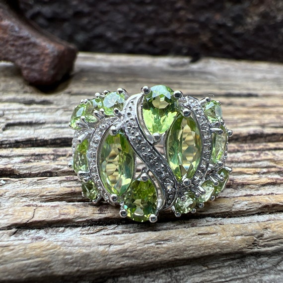 Vintage Estate Peridot and Topaz 925 Sterling Sil… - image 1
