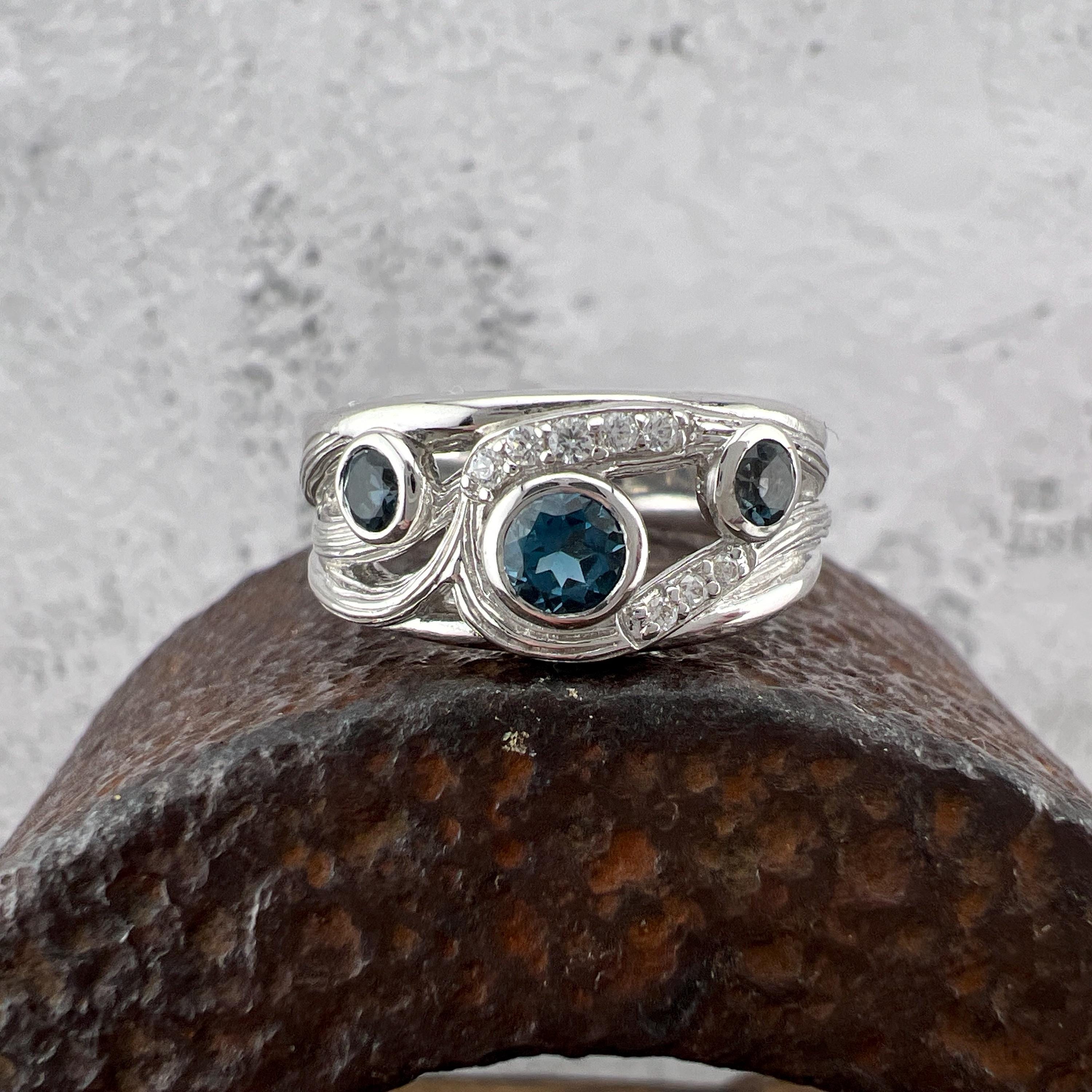 Judith Ripka Santorini London Blue Topaz 925 Sterling Silver Ring